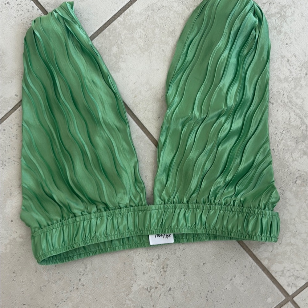 Green Textured Sleeveless Top